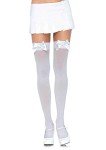 Plus-Size Opaque Thigh Highs with Satin Bow