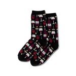 Wine Crew Socks for Women - Black Medium