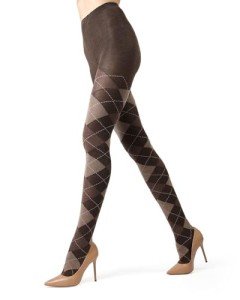 Argyle Sweater Tights in Brown Heather for Women