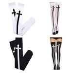 Gothic Thigh High Socks - 2 Pairs with Design