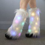 Light Up Faux Fur Leg Warmers for Women