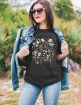 DUTUT Women Boho Flower T Shirt Vintage Floral Graphic Shirt Botanical Tee Wildflowers Shirts Garden Lover Top Grey