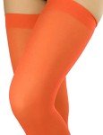 Silk Thigh High Stockings for Women - Orange
