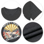 KIMSOONG Women Country Roads Take Me Home Shirt Country Music Tshirts Vintage Graphic Shirts Nashville Short Sleeve Tees Top Dark Grey