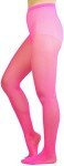 Neon Pink Seamless Fishnet Full Footed Tights