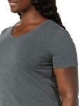 Amazon Essentials Women's Classic-Fit Short-Sleeve V-Neck T-Shirt, Pack of 4, White/Charcoal Heather/Navy, Large