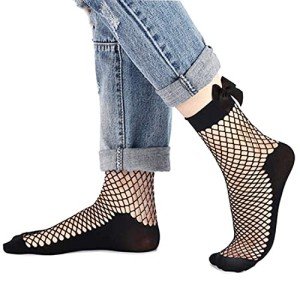K BKVAVA Women's Lace Fishnet Ankle Socks, 3-Pack