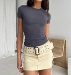LACOZY Womens Basic Plain t Shirt Bustier Gym Crop Top Short Sleeve Elegant Blouse Tee Top 2023 Deep Grey S
