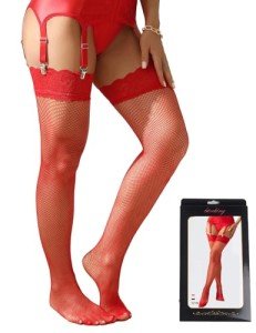 Ohyeah Sheer Plus Size Thigh High Stockings - Red