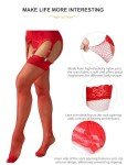 Ohyeah Sheer Plus Size Thigh High Stockings - Red