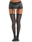 Oyolan Women's Sheer Lace Suspender Stockings - Black