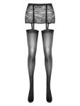 Oyolan Women's Sheer Lace Suspender Stockings - Black
