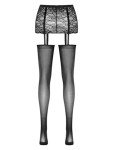 Oyolan Women's Sheer Lace Suspender Stockings - Black