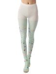 Cute Sushi Print Opaque Tights in Dusty Green