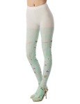 Cute Sushi Print Opaque Tights in Dusty Green