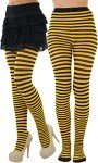 ToBeInStyle Plus Size Black/Yellow Striped Hosiery
