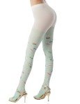 Cute Sushi Print Opaque Tights in Dusty Green