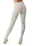 Cute Sushi Print Opaque Tights in Dusty Green