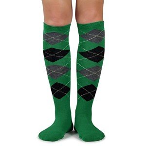 Trendy Argyle Knee High Socks in Green/Black/Grey