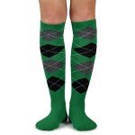Trendy Argyle Knee High Socks in Green/Black/Grey