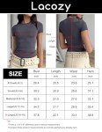 LACOZY Womens Basic Plain t Shirt Bustier Gym Crop Top Short Sleeve Elegant Blouse Tee Top 2023 Deep Grey S