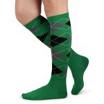 Trendy Argyle Knee High Socks in Green/Black/Grey