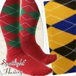 Trendy Argyle Knee High Socks in Green/Black/Grey