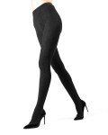 Memoi Juneau Diamond Pattern Sweater Tights - Black