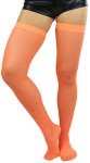 Neon Orange Long Fishnet Thigh High Socks