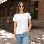 Sexy Basics Women's Cotton Stretch Color T Shirts | Casual & Active Basic Tops | Multi Packs, 5 Pack- Black/White/Grey/Navy/Charcoal, Large