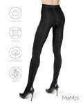 Memoi Juneau Diamond Pattern Sweater Tights - Black