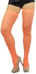 Neon Orange Long Fishnet Thigh High Socks
