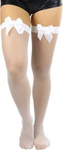 Fishnet Thigh High Stockings with Satin Bow