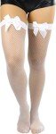 Fishnet Thigh High Stockings with Satin Bow