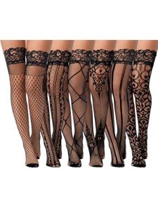 Tisancy 6 Pairs Thigh High Fishnet Stockings