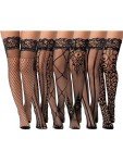 Tisancy 6 Pairs Thigh High Fishnet Stockings