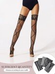 Tisancy 6 Pairs Thigh High Fishnet Stockings