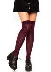 Burgundy Rib Knit Thigh Highs for Women