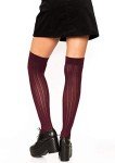 Burgundy Rib Knit Thigh Highs for Women