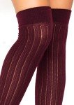 Burgundy Rib Knit Thigh Highs for Women