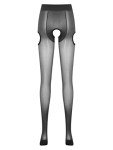 MSemis Women's Black Cutout Sheer Pantyhose