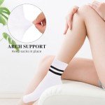 3 Pairs Vintage Style Striped Crew Socks for Women