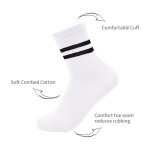 3 Pairs Vintage Style Striped Crew Socks for Women