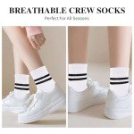 3 Pairs Vintage Style Striped Crew Socks for Women