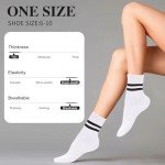 3 Pairs Vintage Style Striped Crew Socks for Women