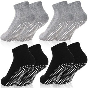 4 Pairs Non-Slip Yoga Socks for Women & Men