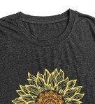 Womens Sunflower Shirts Flower Graphic Tees Shirts Cute Casual Faith Shirt Tops (Grey, Large)