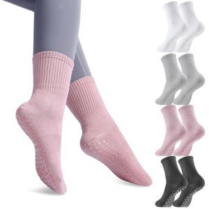 Non-Slip Yoga Socks for Women - 4 Pairs