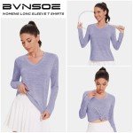 4-7 Pack Long Sleeve Shirts for Women,Moisture Wicking Shirts Long Sleeve Workout Tops for Women V Neck Hiking T-Shirts, 7 Pack Watermelon Red,green,purple,navy,dark Red,light Grey,dark Grey, Medium