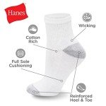 Hanes Women's White Quarter Ankle Socks, 10-Pack